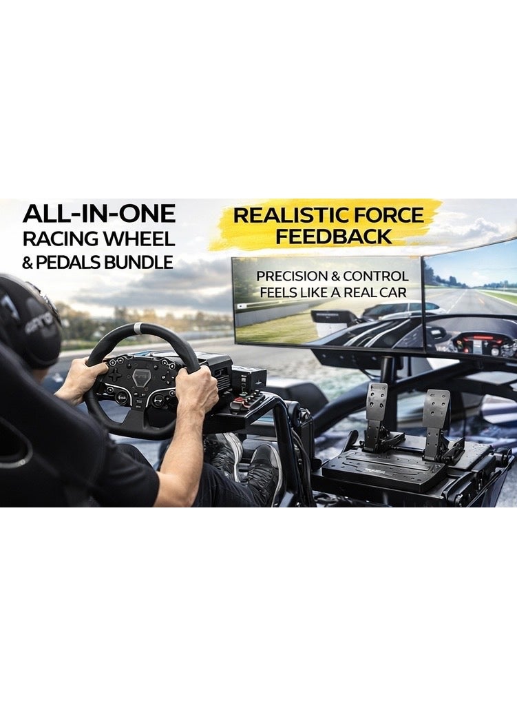 MOZA R3 Direct Drive Racing Simulator Bundle, Steering Wheel & Pedals Set, Realistic Force Feedback, PC Gaming Racing Wheel System - Image 2