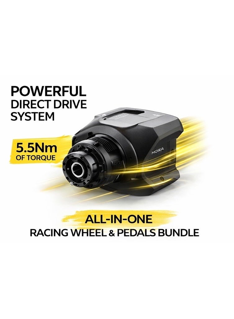 MOZA R3 Direct Drive Racing Simulator Bundle, Steering Wheel & Pedals Set, Realistic Force Feedback, PC Gaming Racing Wheel System - Image 3