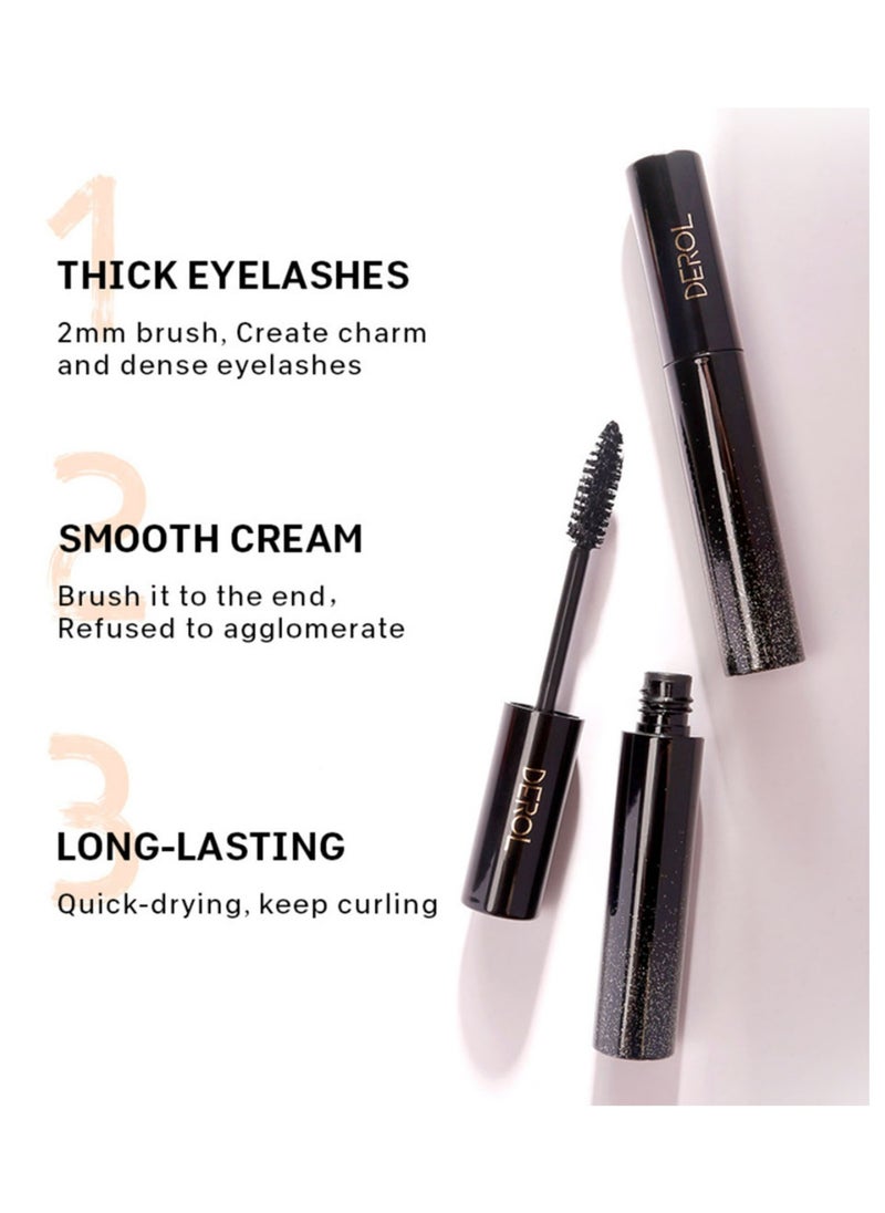 DEROL Mascara Black Volume And Long Waterproof Extreme Volume Matte Makeup Mascara Intense Length Lasting Curly Slender,Lengthening Smudge-Proof No Clumping,Easy To Apply Best Grande Lash  - Image 3