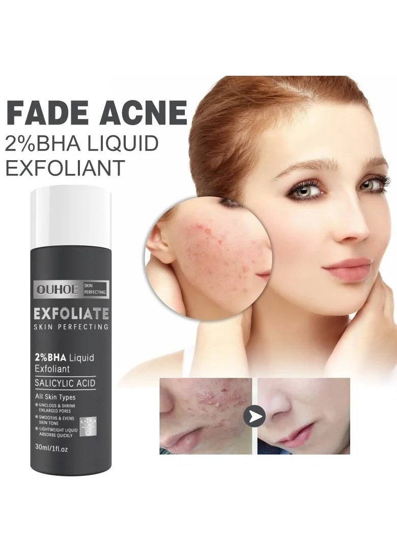 OUHOE - 30ml Acne Treatment Serum, Anti Acne Pores Shrink 2 Percent BHA Liquid Salicylic Acid Skin Rejuvenation Essence, Facial Exfoliant For Blackheads, Enlarged Pores, Wrinkles And Fine Lines - Image 1