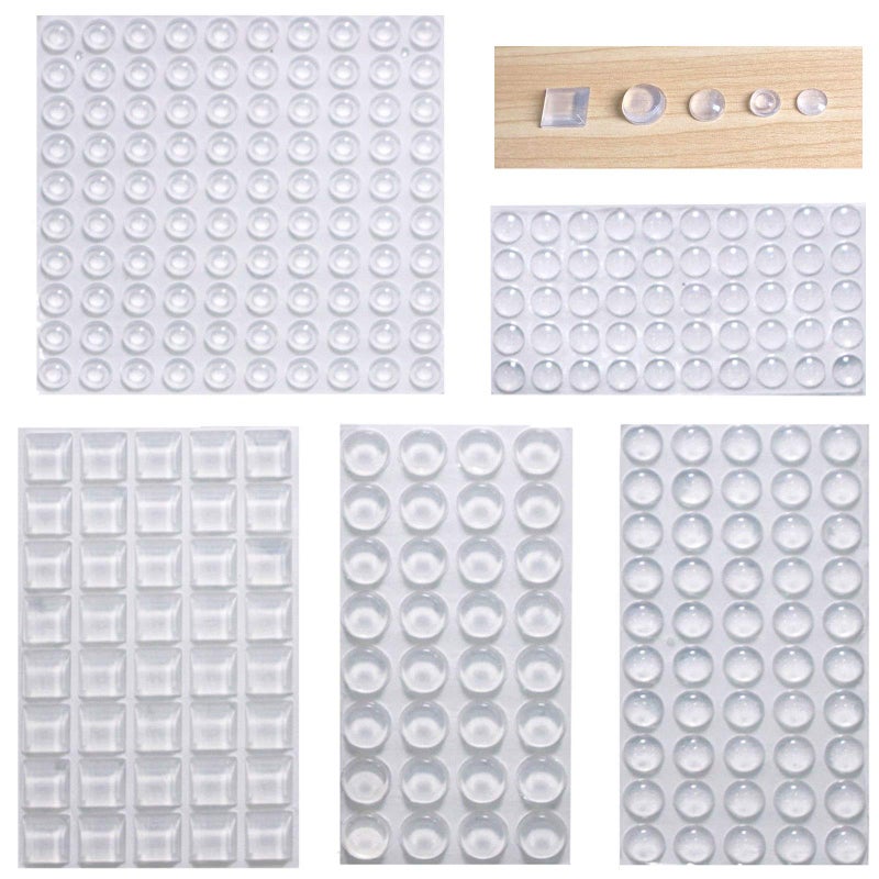 Rui Cabinet Door Bumpers Clear Self Adhesive Noise Dampening Bumper Pads 272Pcs Silicone Rubber Bumpers for Drawers Picture Frames Cutting Board and Furniture Surface Protection 5 Sizes Pack - Image 1