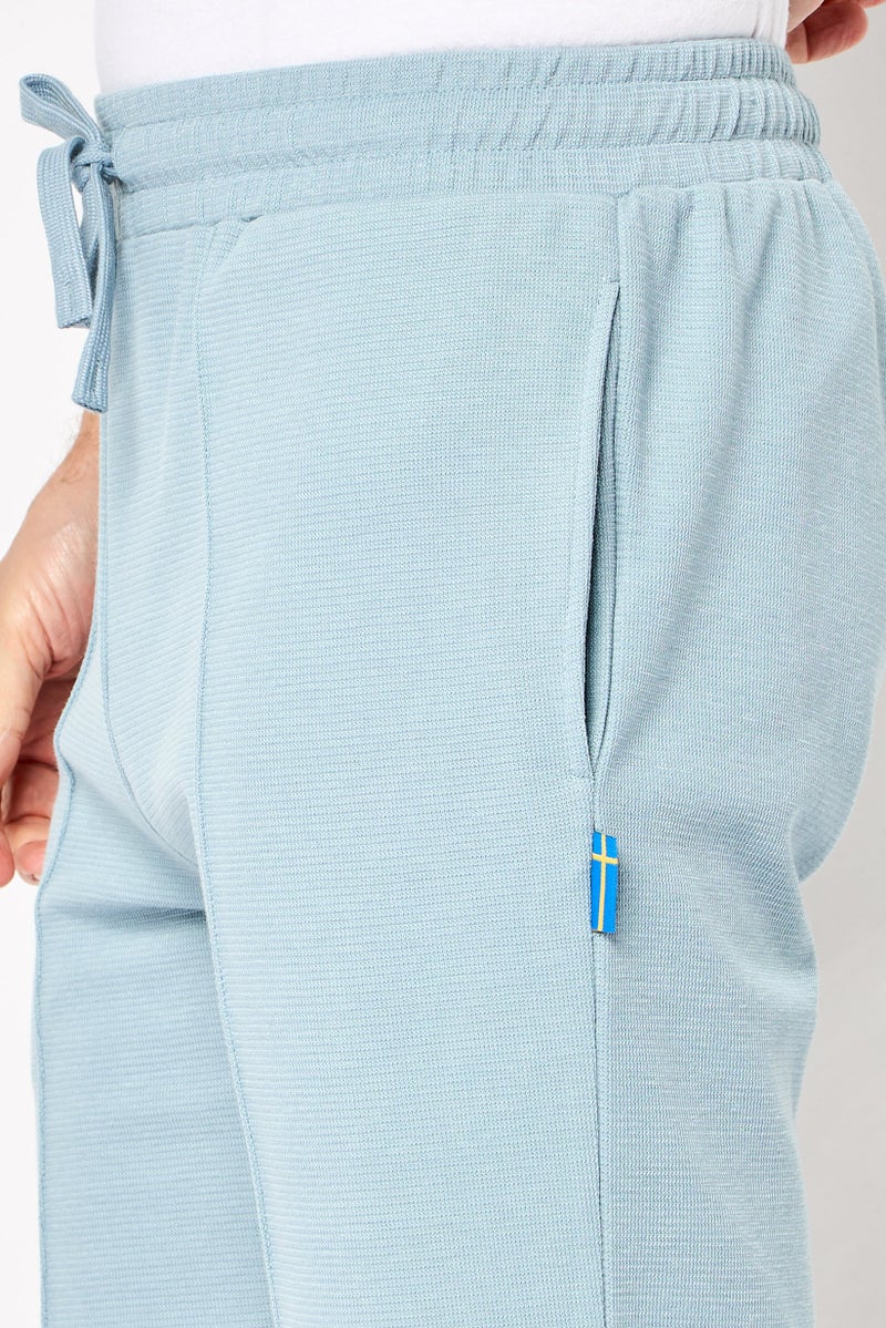 Algspar Men Textured Basic Shorts, Sage Blue - Image 2