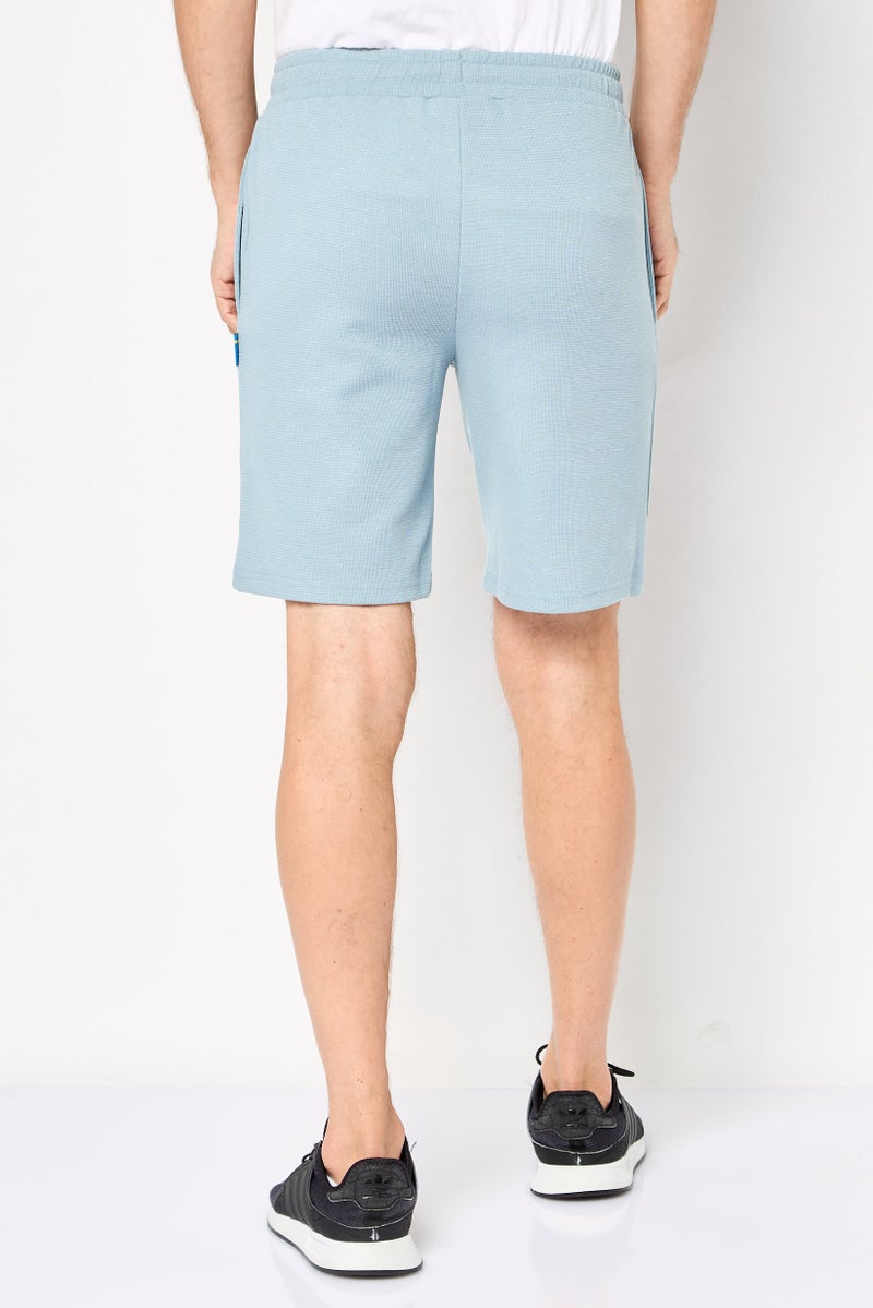 Algspar Men Textured Basic Shorts, Sage Blue - Image 2