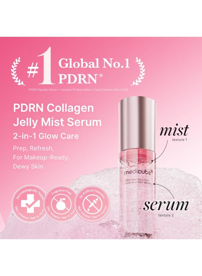 Medicube Jelly Mist Serum with Pink PDRN Collagen | Dual-Texture Glow Spray with Niacinamide, Glutathione, Ceramide, Hyaluronic Acid | for Hydration, Radiance, Plump-Looking Skin | 100ml - Image 5
