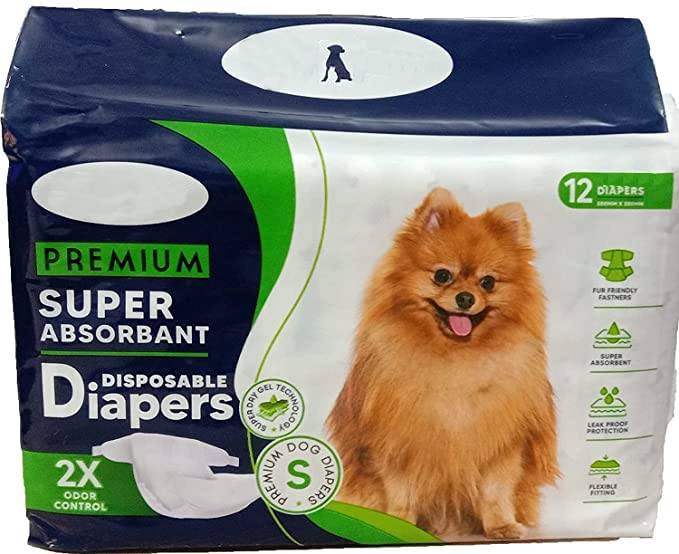 Pups&Pets Pet Disposable Female Puppy, 12 Pieces Dog Diaper/Physiological Pants/Sanitary Cotton Underwear Nappy (280MM X 380MM) - Small Size - Image 1