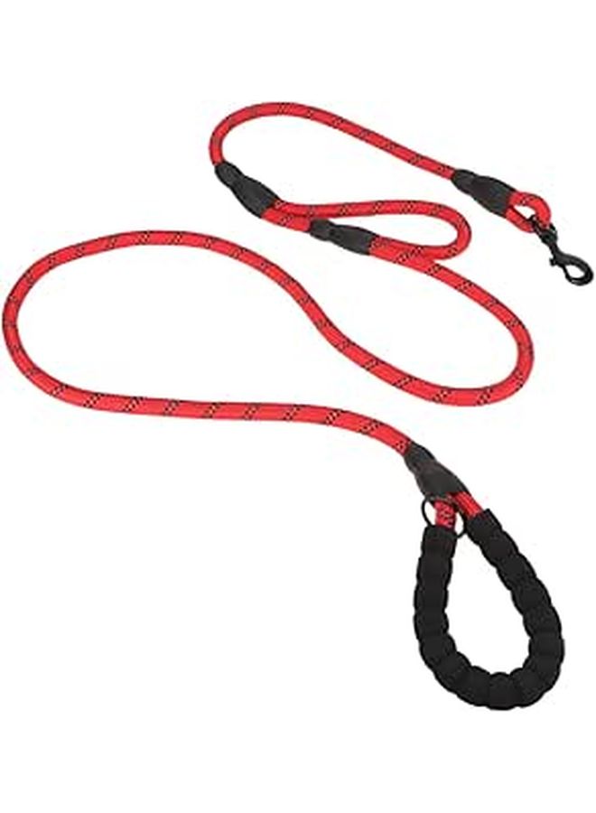 Red Reflective Dog Leash 180cm Double Handles Nylon Rope Walking Training - Image 1