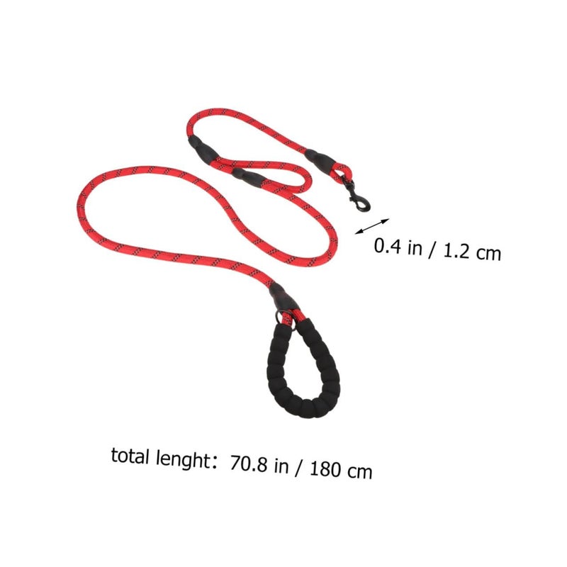 Red Reflective Dog Leash 180cm Double Handles Nylon Rope Walking Training - Image 3