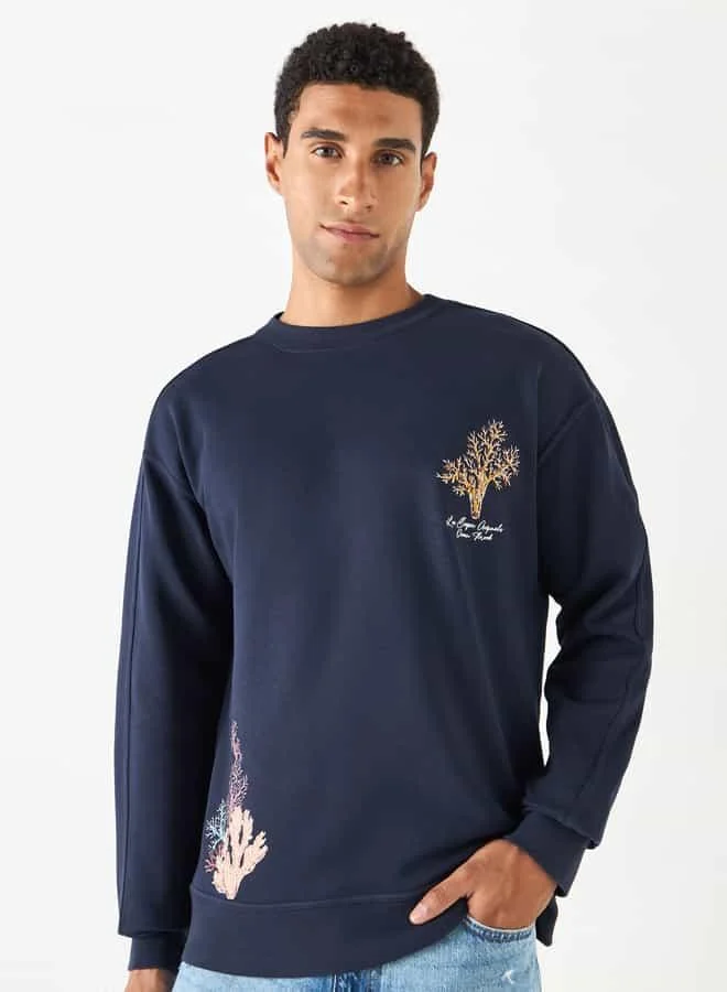 Lee Cooper Lee Cooper Embroidered Crew Neck Sweatshirt with Long Sleeves