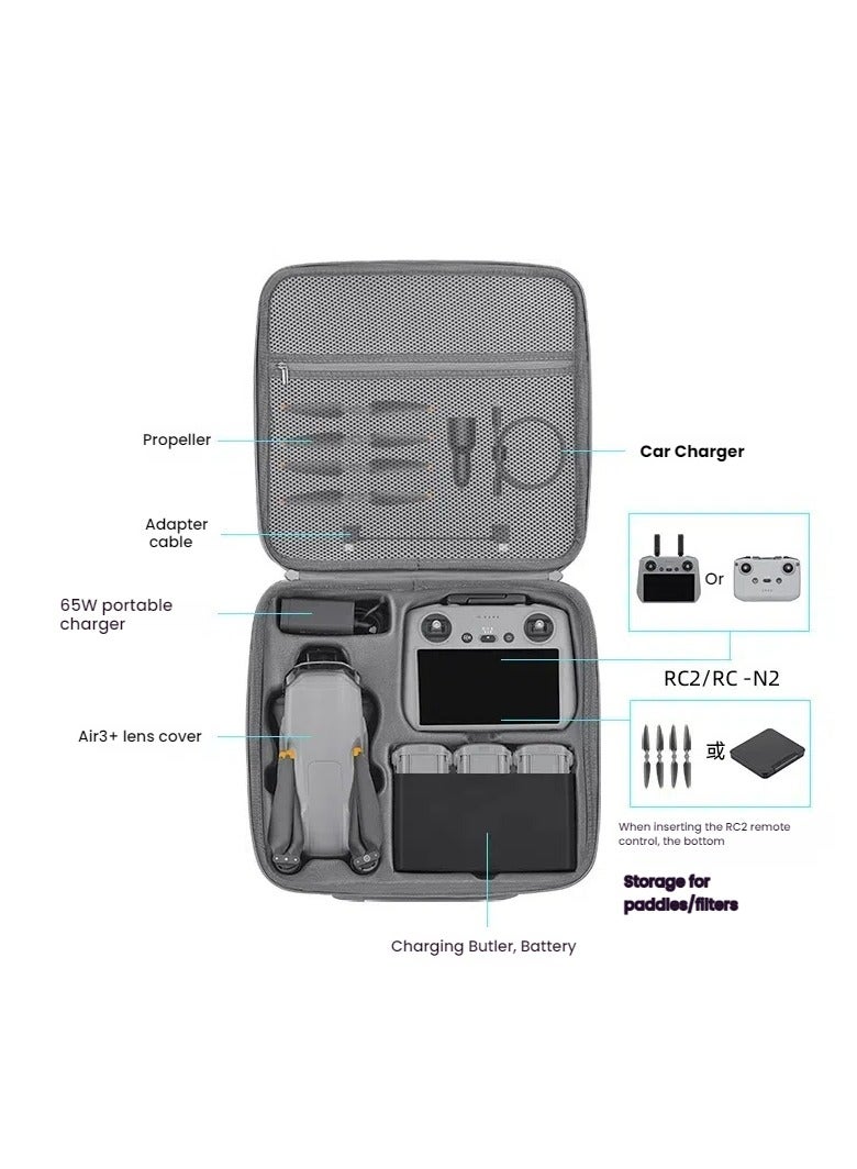 DJI AIR 3/3S Professional Grade All-in-One Storage Bag, Splashproof Hard Shell Shoulder Crossbody Tote Bag, Suitable for Drone and Full Set of Accessories - Image 4