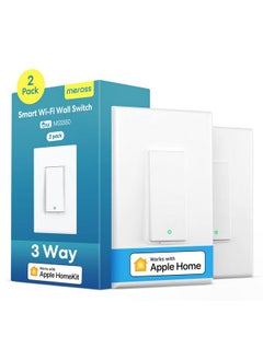 3 Way Smart Switch, Meross Smart Light Switch Supports Apple HomeKit, Siri, Alexa, Google Assistant & SmartThings, 2.4Ghz WiFi Light Switch Neutral Wire Required, Remote Control Timer 2 Pack