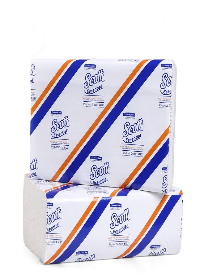 Scott Essential Multi Fold Hand Towel 51221 - M Fold Towel - 2 Packs x 125 Sheets - White Folded Towel Sheets 21 cm X 20 cm (250 Total) - Image 1