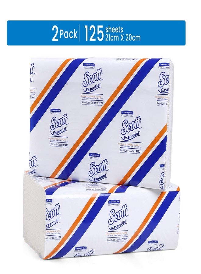 Scott Essential Multi Fold Hand Towel 51221 - M Fold Towel - 2 Packs x 125 Sheets - White Folded Towel Sheets 21 cm X 20 cm (250 Total) - Image 2