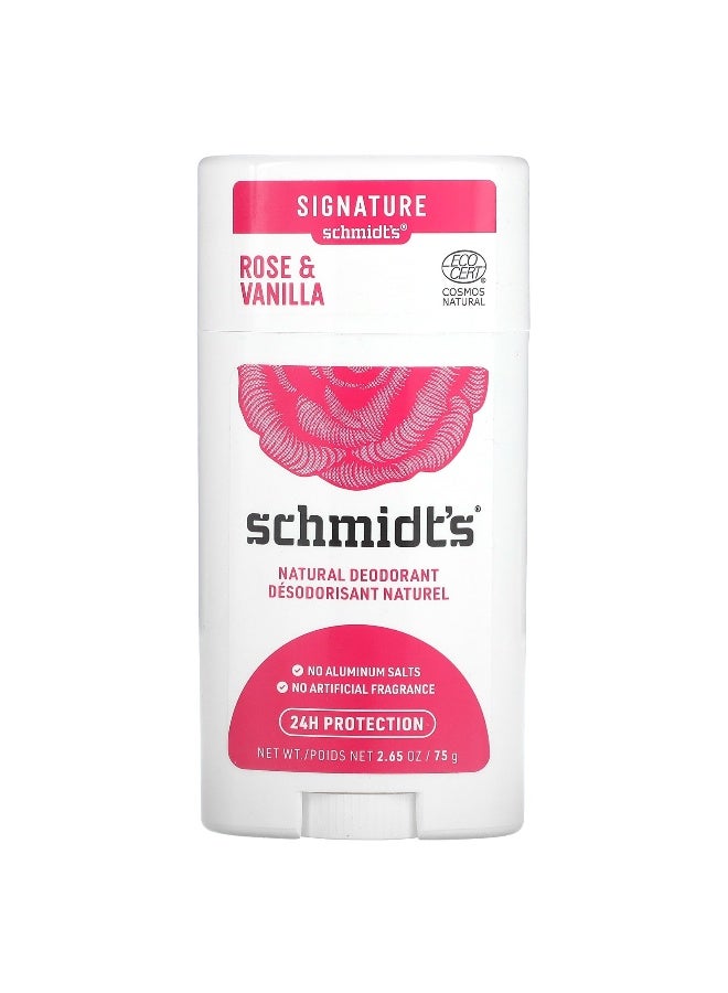 Schmidt's, Natural Deodorant, Rose & Vanilla, 2.65 oz (75 g) - Image 1