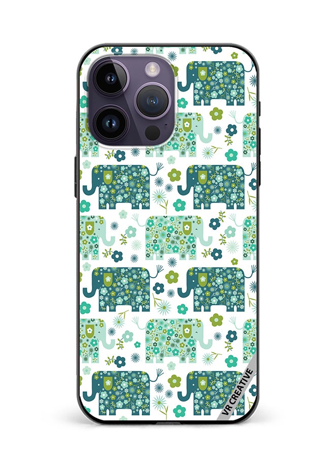 VR CREATIVE Protective Case Cover For Apple iPhone 16 Pro Cute Elephant Green Design Multicolour - Image 1