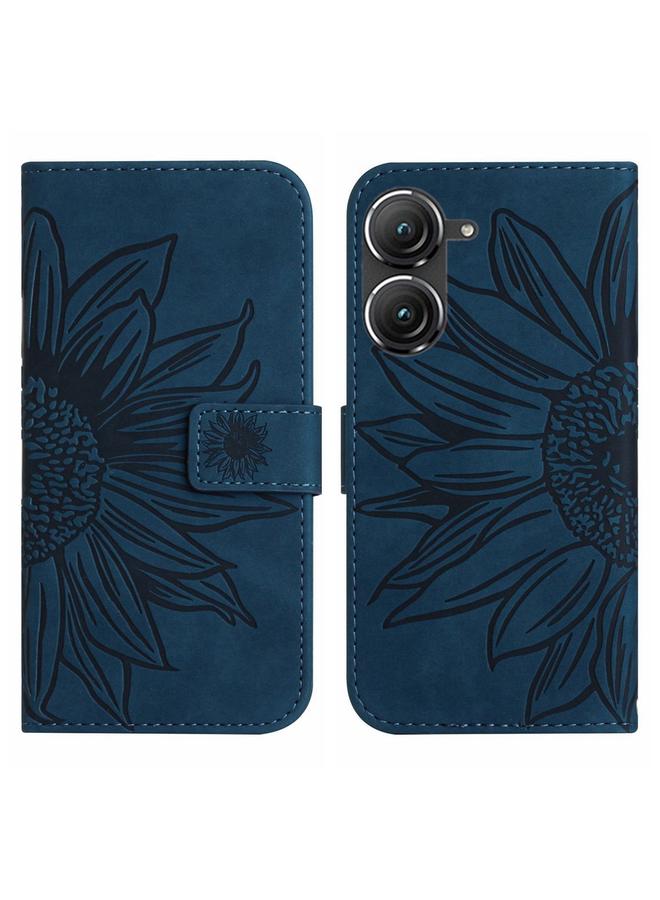 اس-توب جراب هاتف Asus ZenFone 9 من الجلد بتصميم زهرة الشمس مع حبل تعليق - Image 2