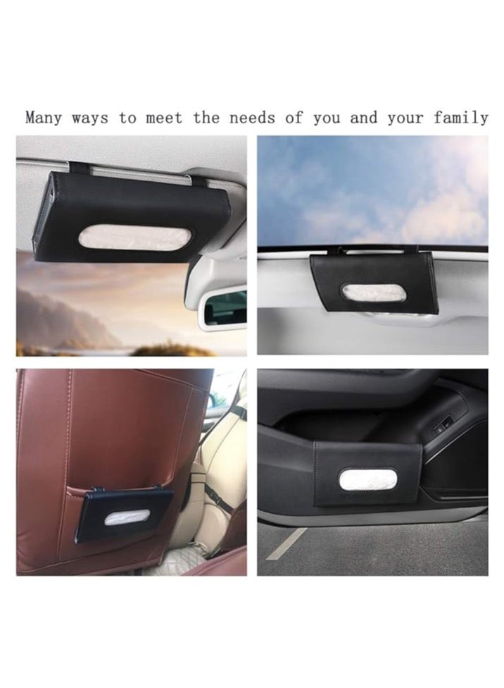 Generic Leather Premium Napkin & Tissue Holder, For Backseat And Car Visor, Black - Image 3
