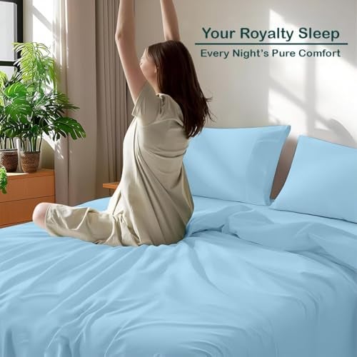 Bhoomi Impex Bedsheets for Queen - 90x102 Inch Bed - Microfiber Plain Light Blue Solid Bed Sheet Include Pillow Cover, Ultra Soft | for Home, Hotel, Villa, Resort and Guest House - Image 3