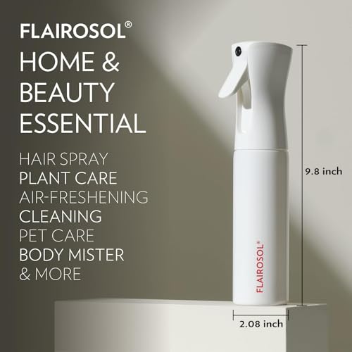FLAIROSOL - The Original, Spray Bottle for Hair, Continuous Ultra Fine Water Mist Sprayer for Hairstyling, Barbers, Salons, Cleaning, Plants, 10.1oz/300ml (White Bottle-Coral Print) - Image 5