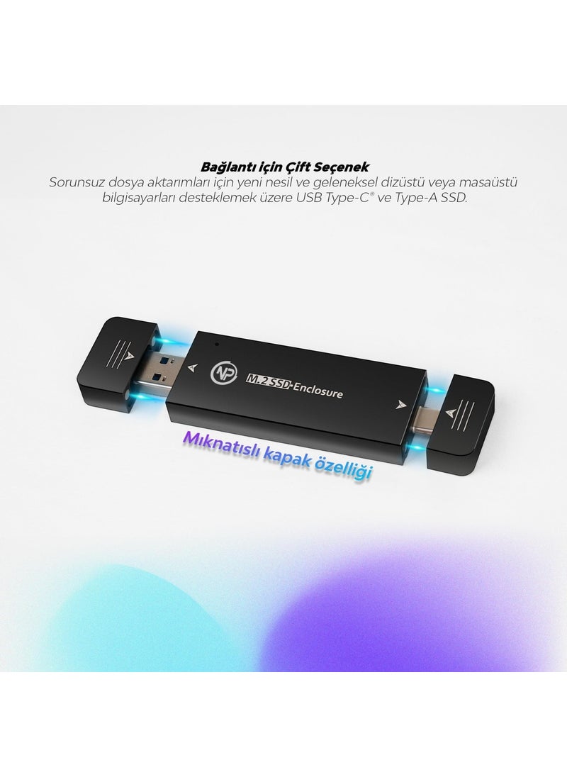 NPO - DK01 NVMe M.2 900/1000Mb/s 256GB USB-A/Type-C Wireless Portable External SSD - Image 1