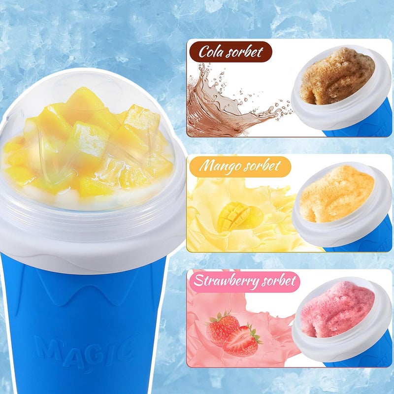 REGNBUE 2 Pack Slushie Maker Cup, Quick Frozen Magic Squeeze Cup for Juice Milk Yogurt Ice Cream Make, DIY Smoothie Cooling Cup with Lid & Straw for Kids Friends Family - Image 3