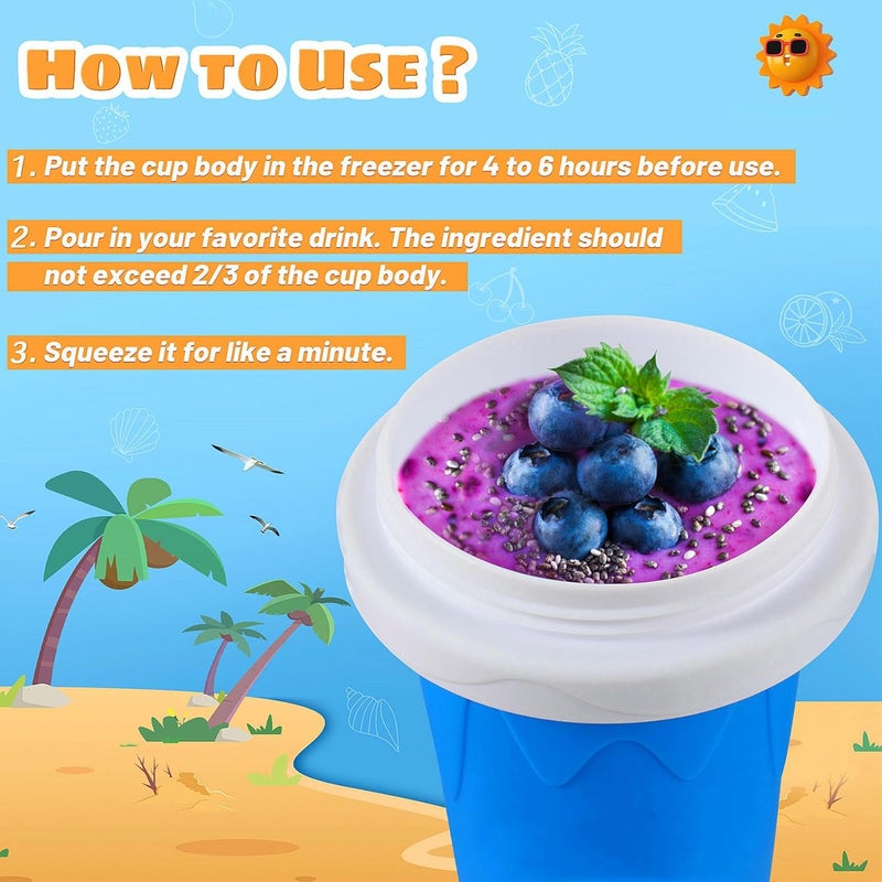 REGNBUE 2 Pack Slushie Maker Cup, Quick Frozen Magic Squeeze Cup for Juice Milk Yogurt Ice Cream Make, DIY Smoothie Cooling Cup with Lid & Straw for Kids Friends Family - Image 4