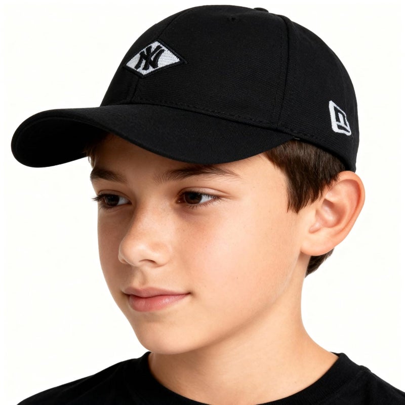 JAMONT Kids Baseball Cap, NY Design, Adjustable Black Cotton Cap, Unisex Summer Sports Hat - Image 2