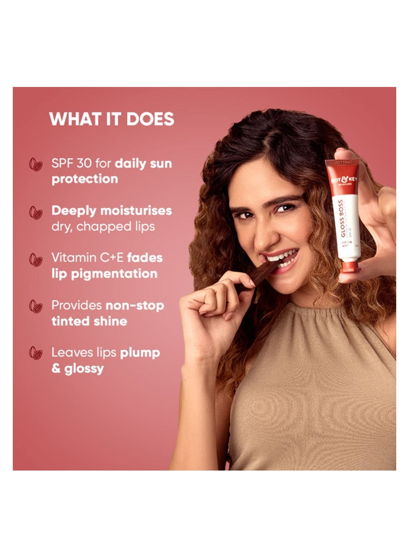 Dot & Key Gloss Tinted Lip Balm SPF 50 Vitamin C and E for Dark Lips Cocoa Mint 12g - Image 5