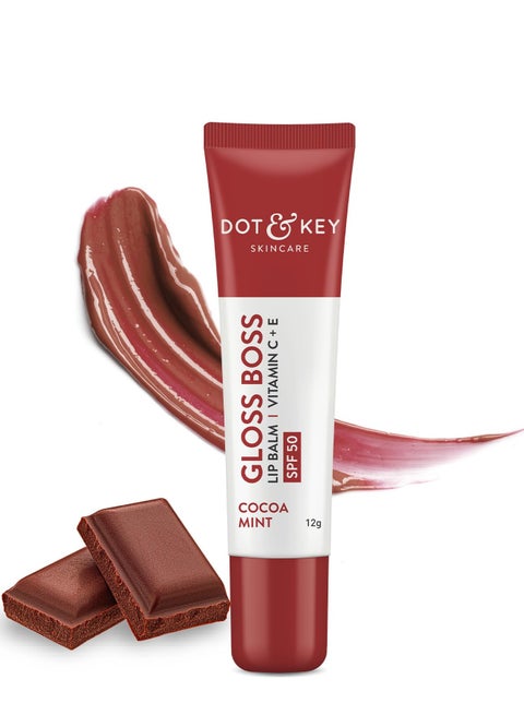 Gloss Tinted Lip Balm SPF 50 Vitamin C and E for Dark Lips Cocoa Mint 12g