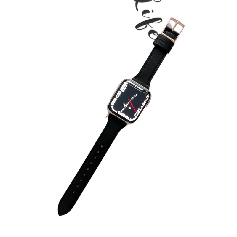 سوار ساعة ذكية باللون وردي قابل للتعديل سوار جلدي كلاسيكي متوافق مع Apple Watch 38/40/41/42/44/45/49mm بملاءمة قابلة للتعديل وحزام بديل - Image 4