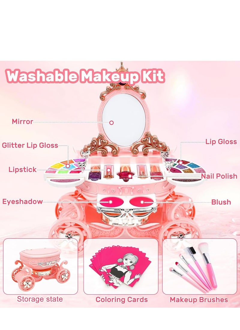 Rightsure Girls Kids Makeup Set, 32 Pieces Realistic Makeup Toy Makeup Set with Lights and Music, Non-toxic Toddler Pretend Makeup Set, Makeup Set Gift for Toddler Kids Ages 3-12  - Image 3