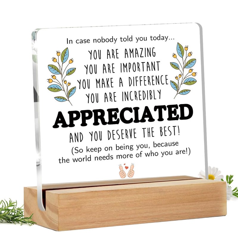 Bluckincle Inspirational Gifts,Appreciation Gifts for Coworker Teacher- Thank You Gift for Women Men Friends - New Employee Welcome Retirement Motivational Quote Clear Sign Home Office Desk Decor (4 X 4 Inches) - Image 1