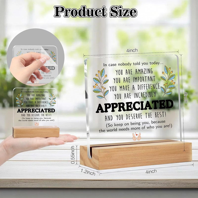 Bluckincle Inspirational Gifts,Appreciation Gifts for Coworker Teacher- Thank You Gift for Women Men Friends - New Employee Welcome Retirement Motivational Quote Clear Sign Home Office Desk Decor (4 X 4 Inches) - Image 3