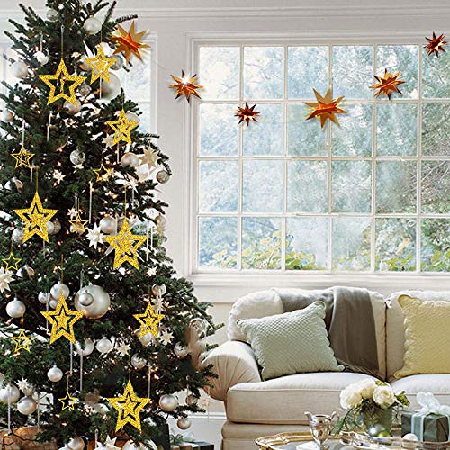 Decor365 Gold Star Garland Hanging Twinkle Little Star Decorations Glittery Gold Party Supplies for Baby Shower Birthday New Year Eve Bridal Graduation Christmas Ramadan EID Galaxy Theme Star Decor - Image 5