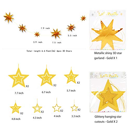 Decor365 Gold Star Garland Hanging Twinkle Little Star Decorations Glittery Gold Party Supplies for Baby Shower Birthday New Year Eve Bridal Graduation Christmas Ramadan EID Galaxy Theme Star Decor - Image 2