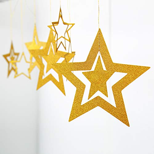 Decor365 Gold Star Garland Hanging Twinkle Little Star Decorations Glittery Gold Party Supplies for Baby Shower Birthday New Year Eve Bridal Graduation Christmas Ramadan EID Galaxy Theme Star Decor - Image 4