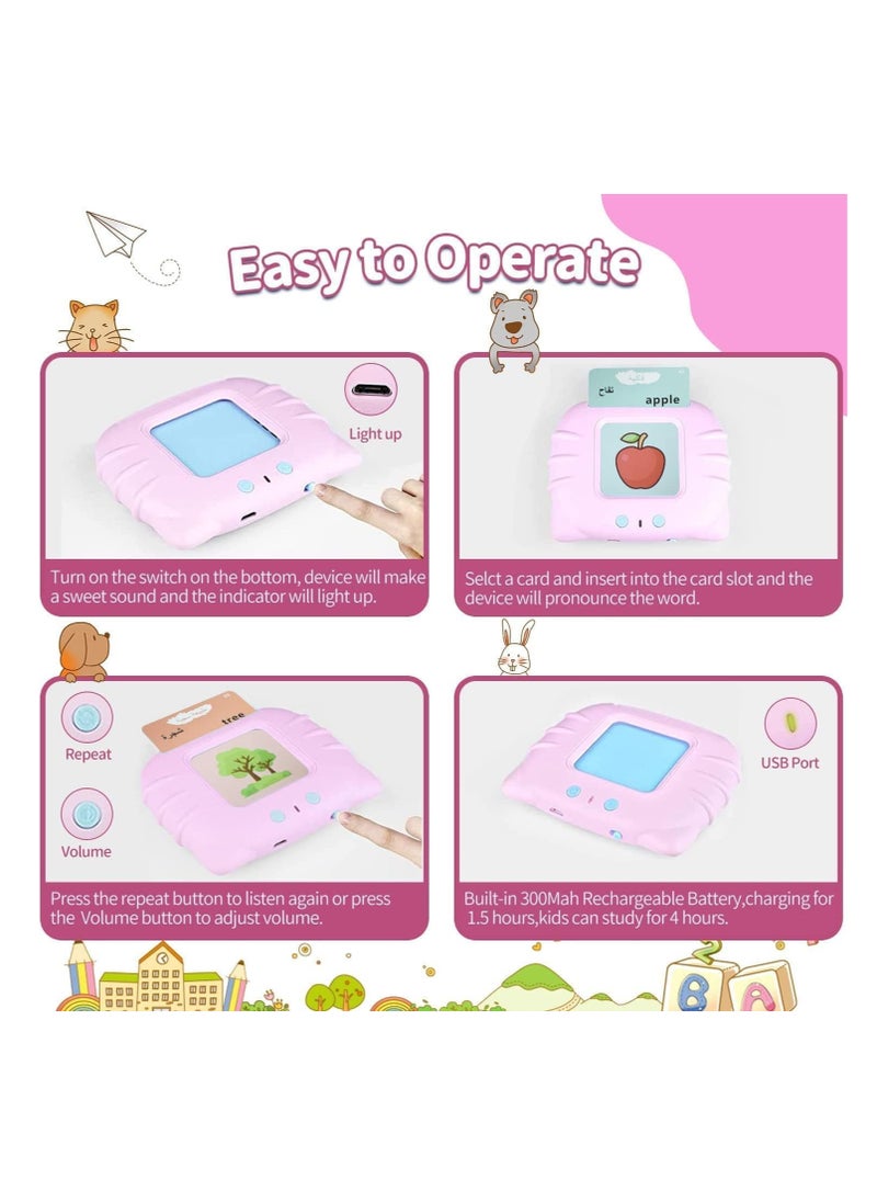 Talking Flash Cards Arabic and English 224 Sight Words for Preschool Kids Pink  - Image 4