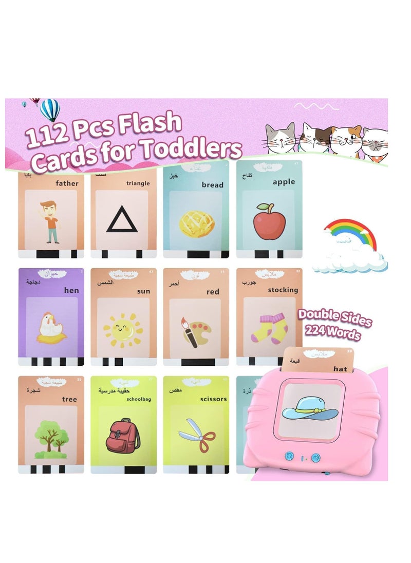 Talking Flash Cards Arabic and English 224 Sight Words for Preschool Kids Pink  - Image 3