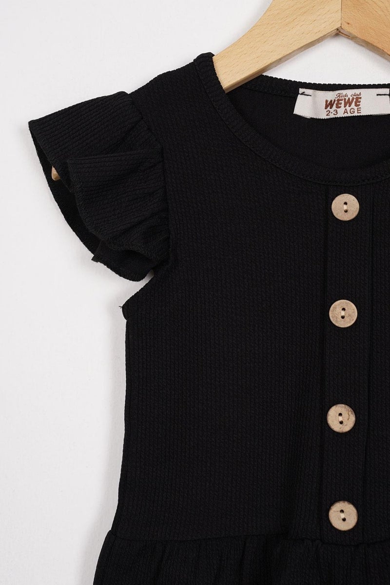 Zepkids Skirt with Frilled Button Detail Black Color Girl's Tights Set  - Image 2