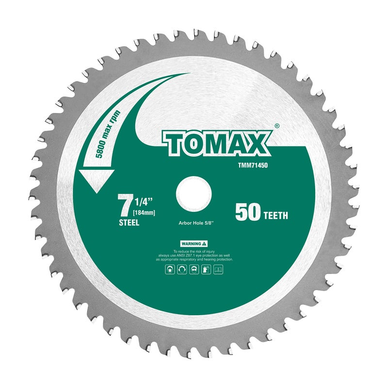 TOMAX 714Inch 50 Tooth Industrial Level Steel and Ferrous Metal Saw Blade with 58Inch Arbor
