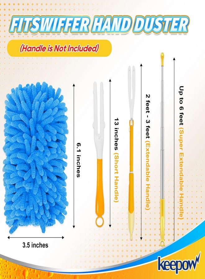 KEEPOW Reusable Duster Refill Compatible with Swiffer Duster Refills, Microfiber Dusters for Cleaning, 4 Color Blue Yellow Orange Green 360° Heavy Duty Duster Refills, 4 Pack(Handle is Not Included) - Image 2