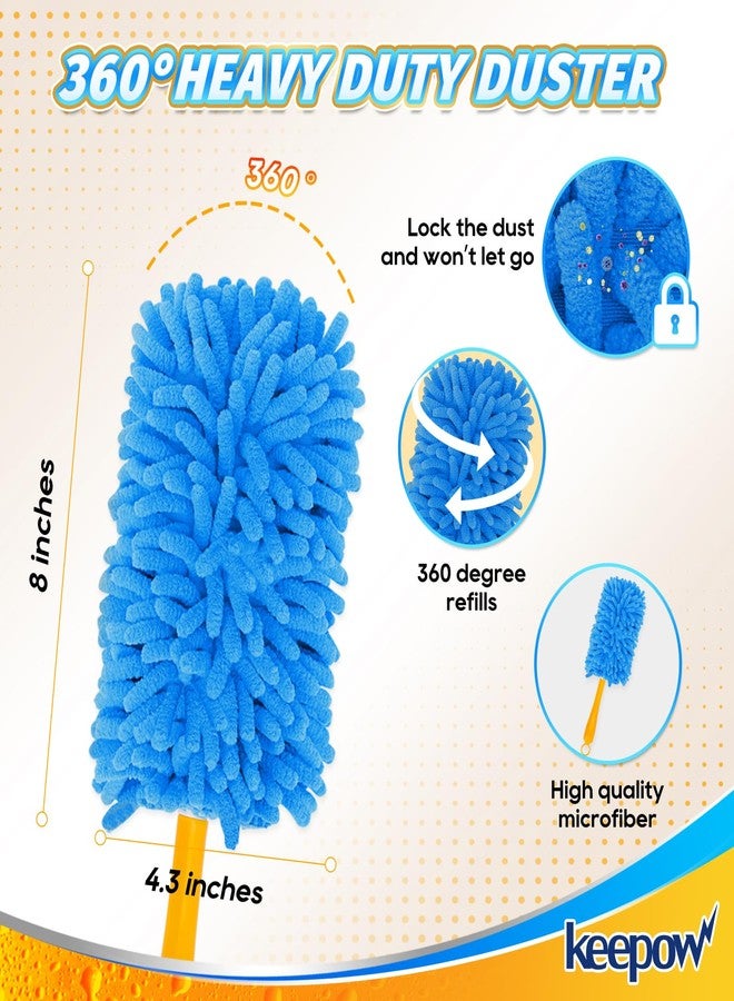 KEEPOW Reusable Duster Refill Compatible with Swiffer Duster Refills, Microfiber Dusters for Cleaning, 4 Color Blue Yellow Orange Green 360° Heavy Duty Duster Refills, 4 Pack(Handle is Not Included) - Image 4