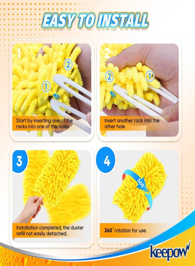 KEEPOW Reusable Duster Refill Compatible with Swiffer Duster Refills, Microfiber Dusters for Cleaning, 4 Color Blue Yellow Orange Green 360° Heavy Duty Duster Refills, 4 Pack(Handle is Not Included) - Image 3