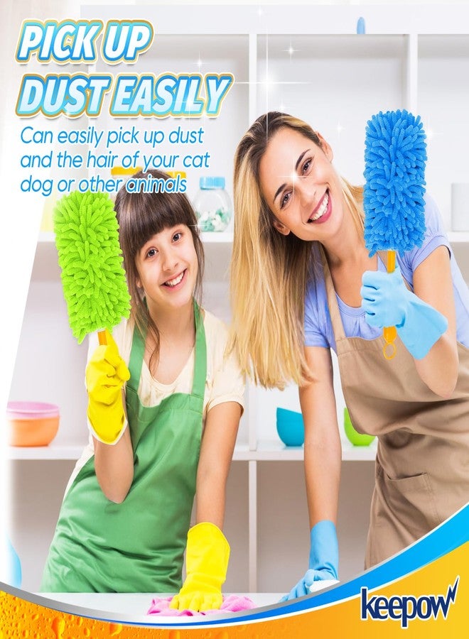 KEEPOW Reusable Duster Refill Compatible with Swiffer Duster Refills, Microfiber Dusters for Cleaning, 4 Color Blue Yellow Orange Green 360° Heavy Duty Duster Refills, 4 Pack(Handle is Not Included) - Image 5
