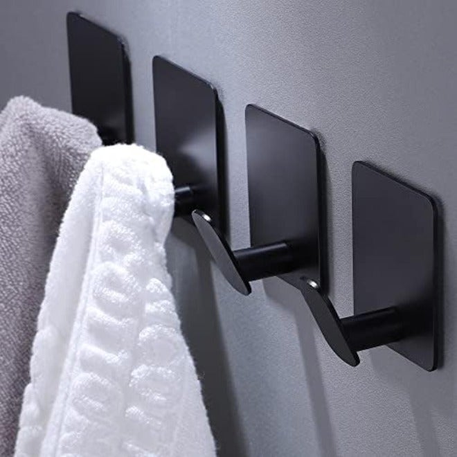 DELITON Adhesive Towel Hooks on Wall: Robe Hooks for Hanging Clothes Hats Stick on Bathroom/Kitchen SUS 304 Stainless Steel Silver - Image 1