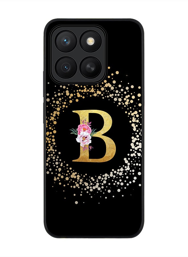 Stylizedd For Honor X8c Case,Slim fit Camera Protection, Shockproof Thin Phone cover  - Custom Monogram Floral - B ( Black )