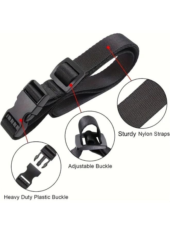 4pcs Adjustable Nylon Utility Straps With Easy Release Buckle For Hiking Travel Outdoor Adventures Black - Image 4
