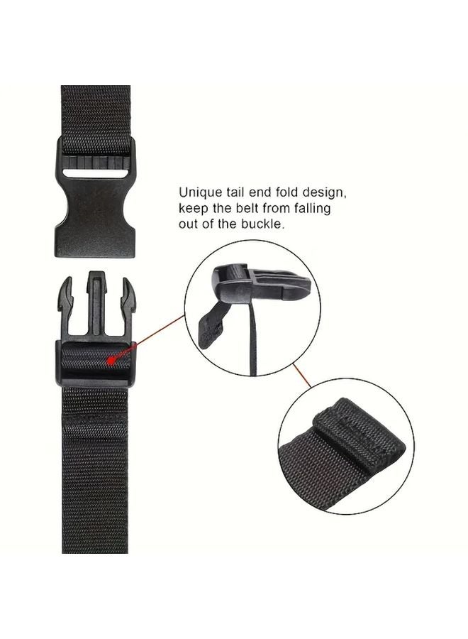 4pcs Adjustable Nylon Utility Straps With Easy Release Buckle For Hiking Travel Outdoor Adventures Black - Image 5