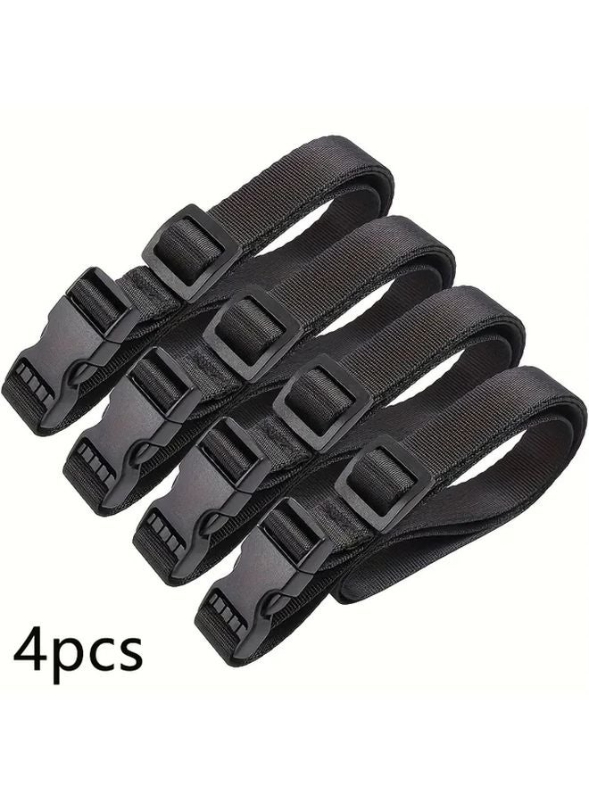 4pcs Adjustable Nylon Utility Straps With Easy Release Buckle For Hiking Travel Outdoor Adventures Black - Image 1