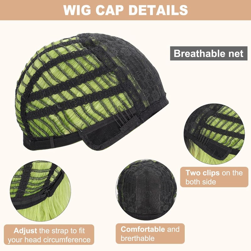 MISSQUEEN Short Green Wig with Bangs Women Girls Dark Roots Ombre Green Wigs Bob Style Heat Resistant Synthetic Natural Realistic Wig for Everyday Hairstyle Cosplay Party Halloween - Image 5