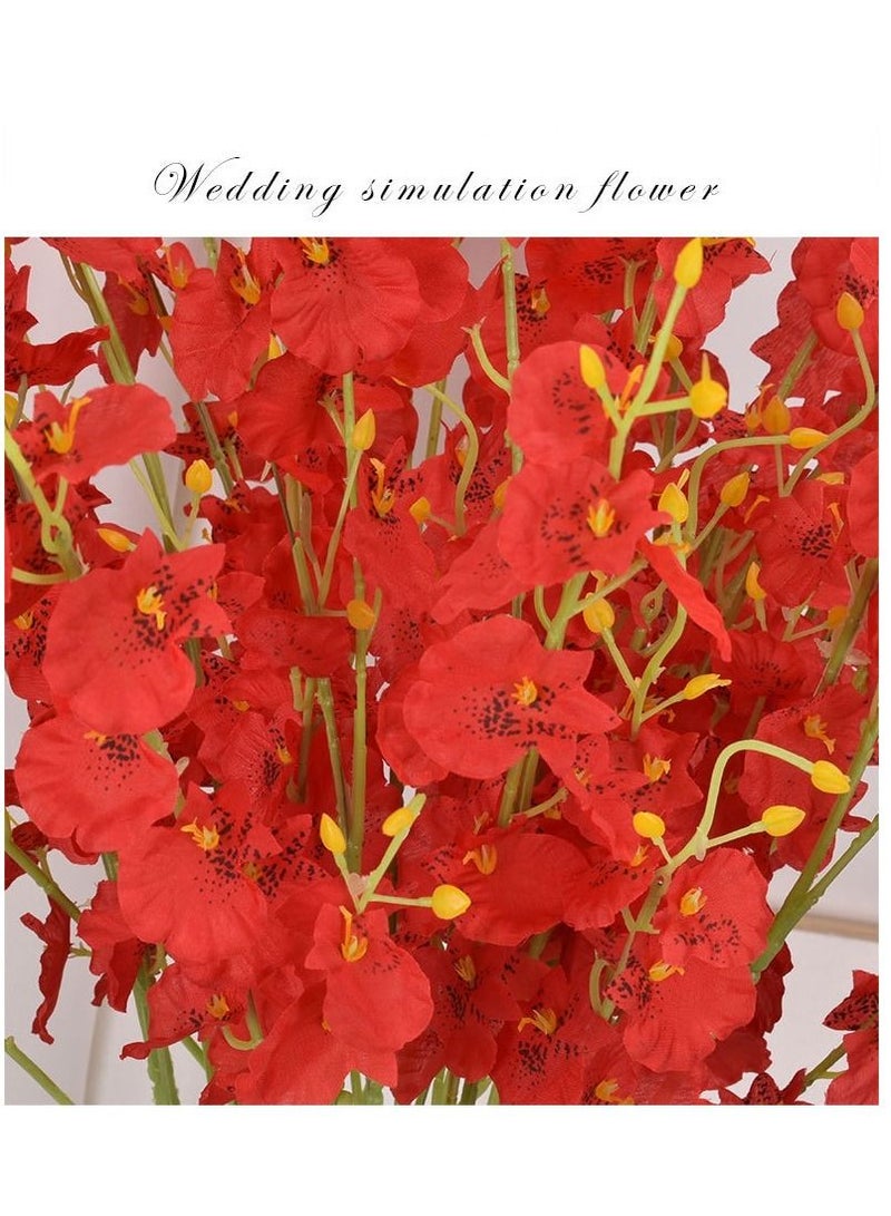 Bluejw 12 قطعة من زهور الأوركيد الصناعية ذات جذع طويل أحمر/أخضر - Image 2